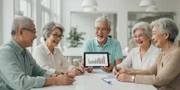 Senior citizens reviewing Social Security updates on a tablet