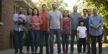 Families and individuals seeking emergency rental assistance at a community center