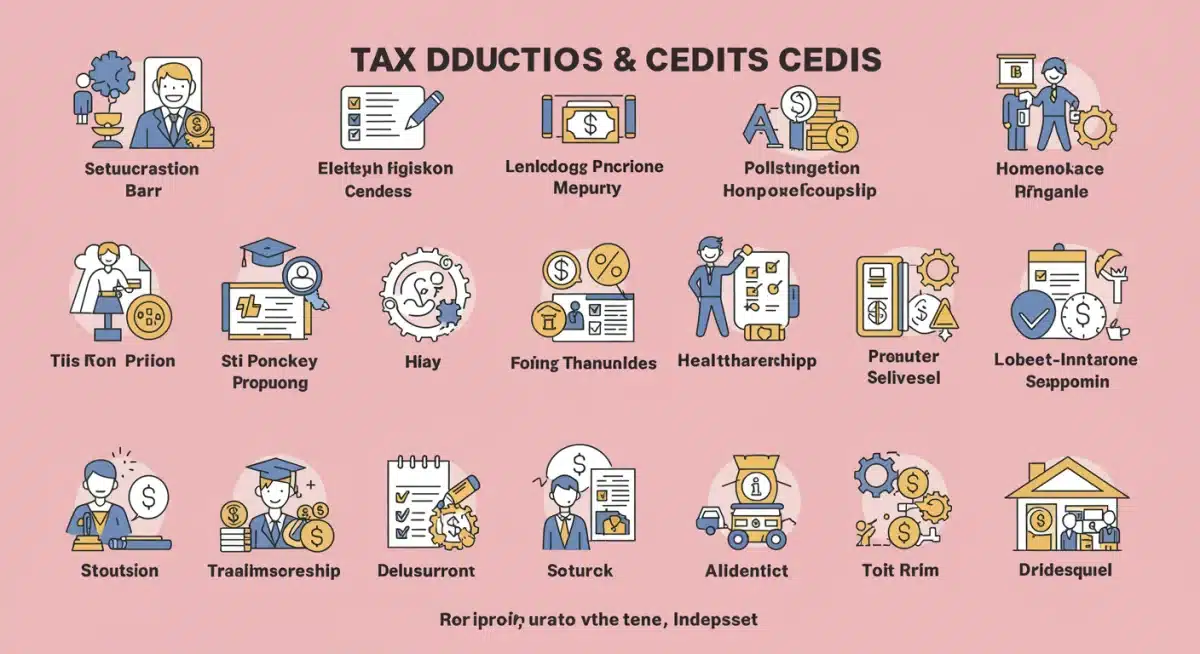 Infographic showing tax deductions and credits for 2025