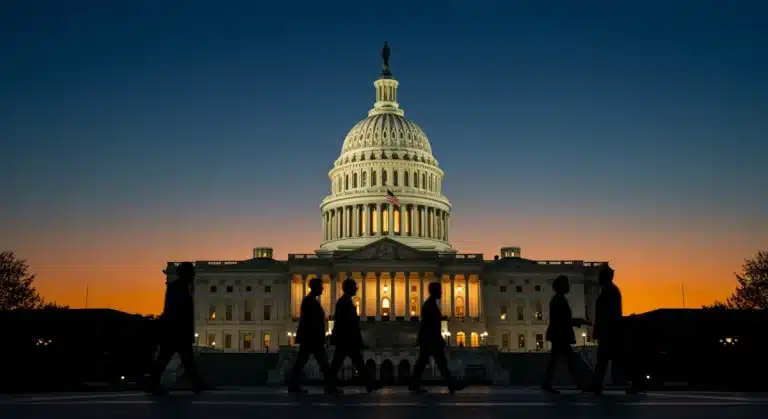 US Capitol Building at dusk, symbolizing federal budget negotiations