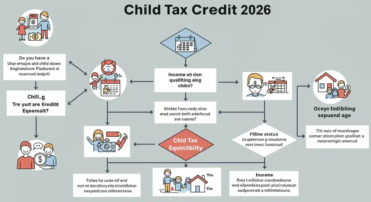 Infographic detailing child tax credit 2026 eligibility steps