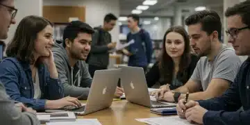 College students reviewing financial aid documents, symbolizing 2025 FAFSA changes