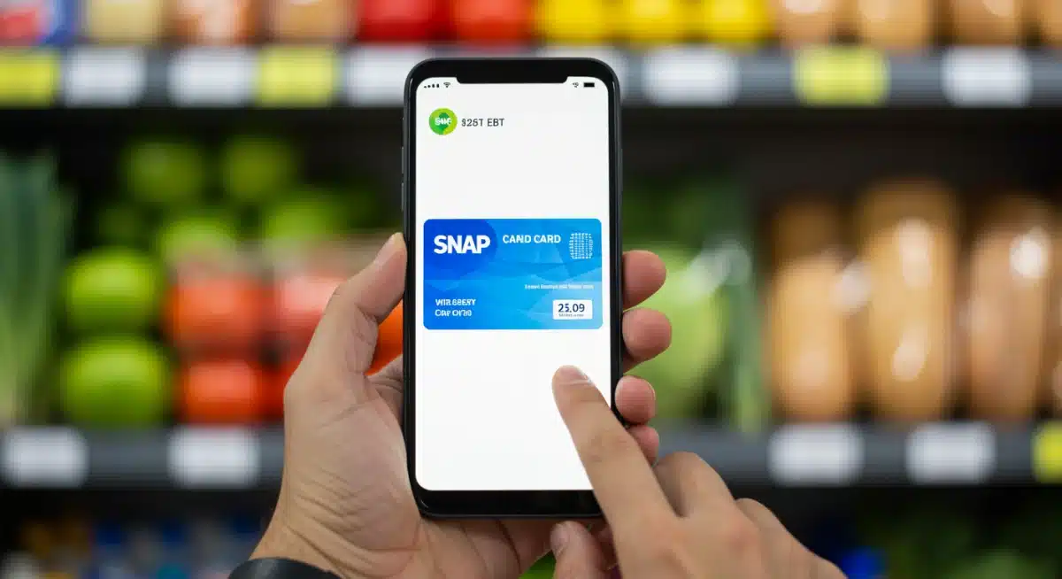Digital EBT card on smartphone for grocery shopping