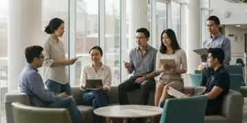 Graduate students collaborating on innovative projects in a modern university setting, symbolizing future career growth and higher earning potential.