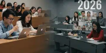 Students engaging in both virtual and traditional university learning environments in 2026