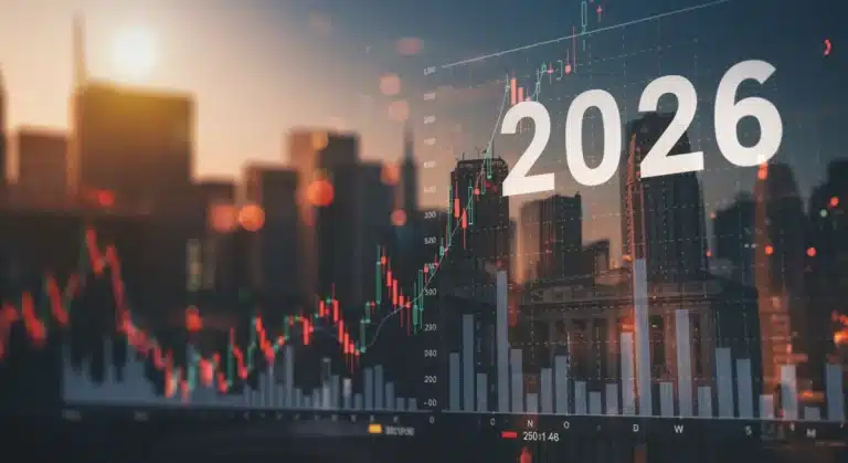 Digital charts illustrating U.S. bond yields and market trends for 2026, indicating growth and risk analysis.
