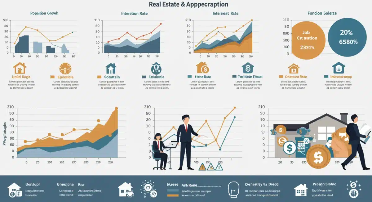 Infographic of economic indicators affecting real estate appreciation