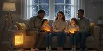 Family staying warm in winter with energy assistance