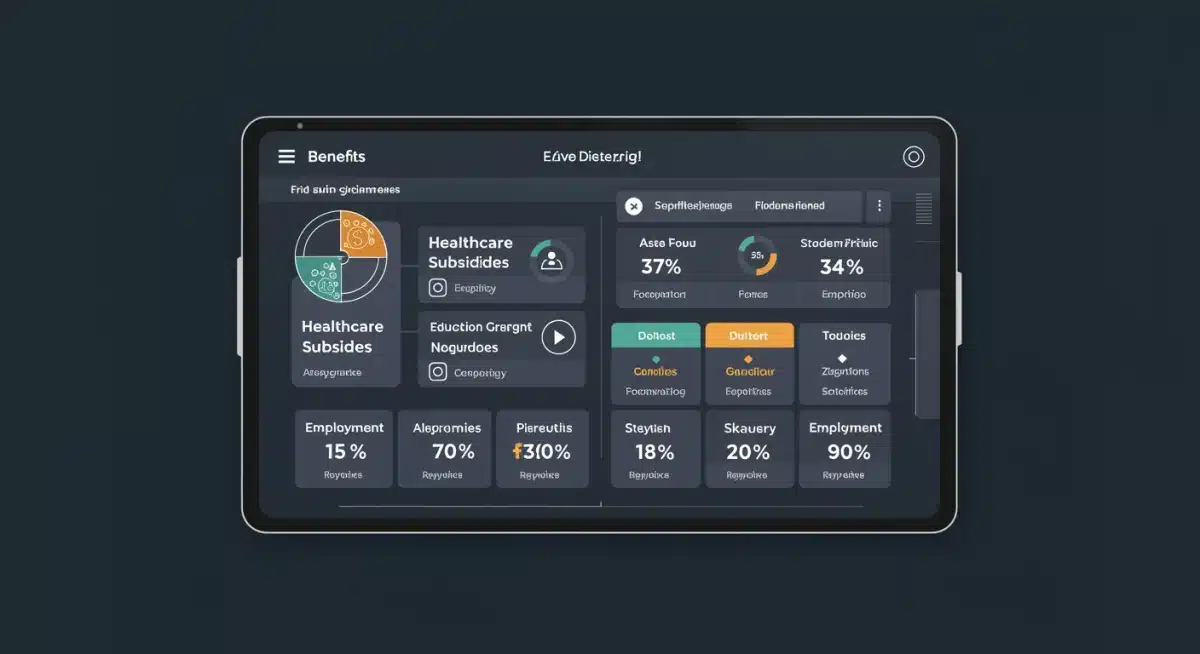 Digital dashboard showing federal benefit categories and eligibility