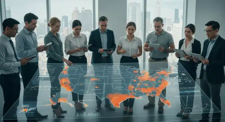 Investors analyzing U.S. real estate market data for 2026
