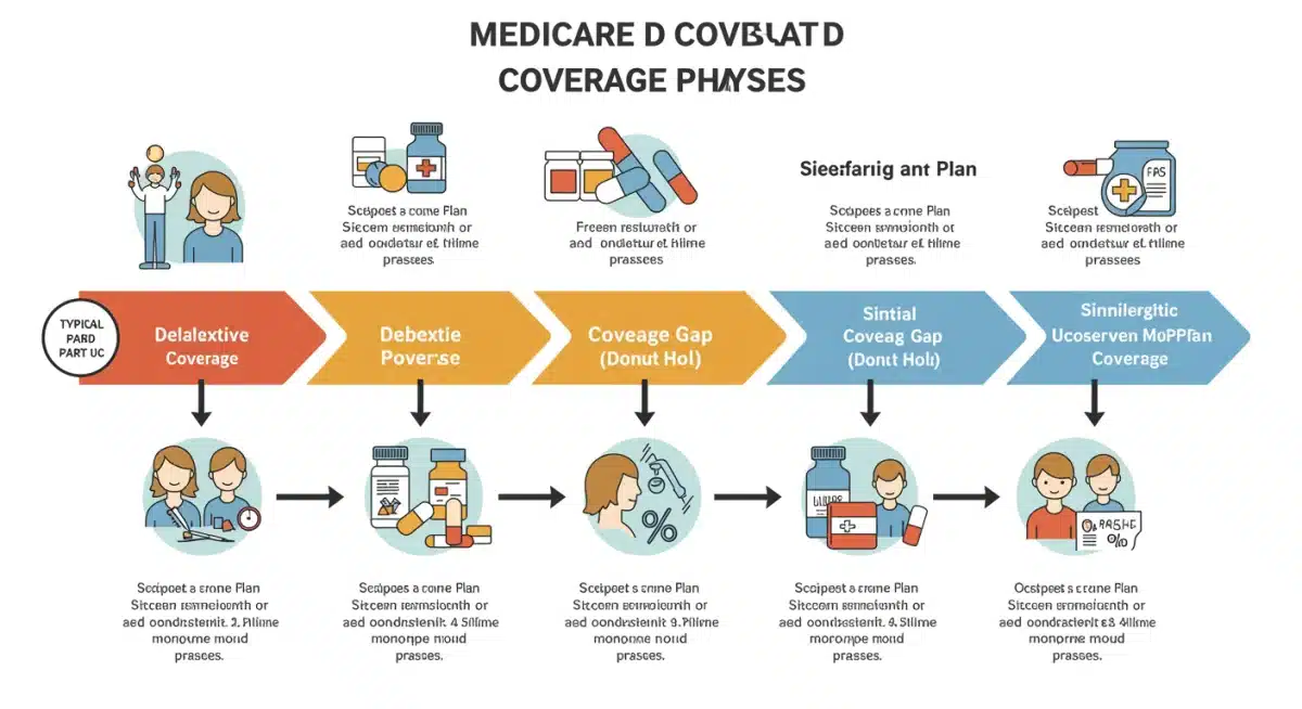 Infographic explaining Medicare Part D coverage phases
