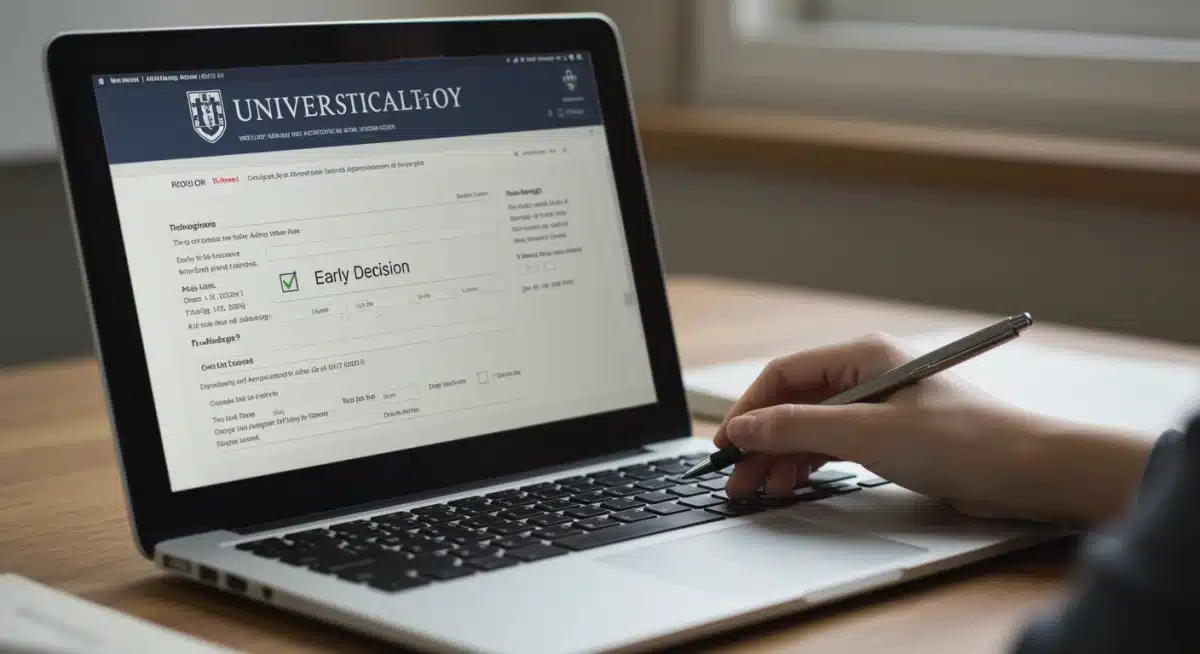 Student filling out online early decision college application form