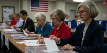 Voters casting ballots in 2026 midterm elections polling station