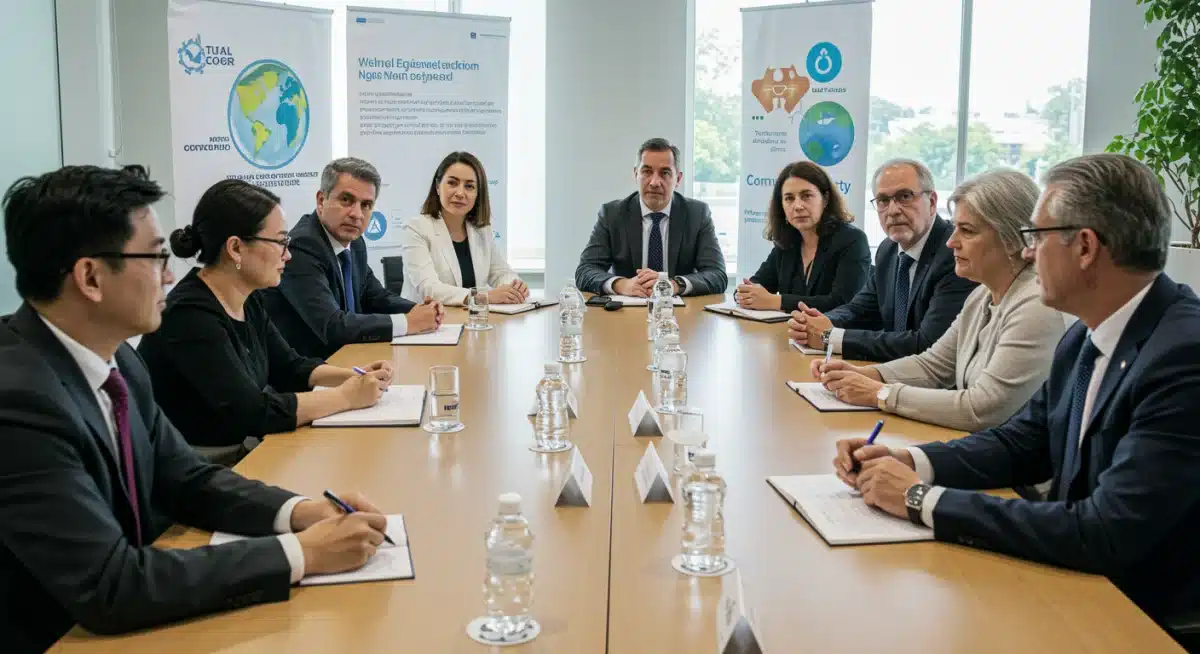 Diverse stakeholders collaborating on environmental policy discussions
