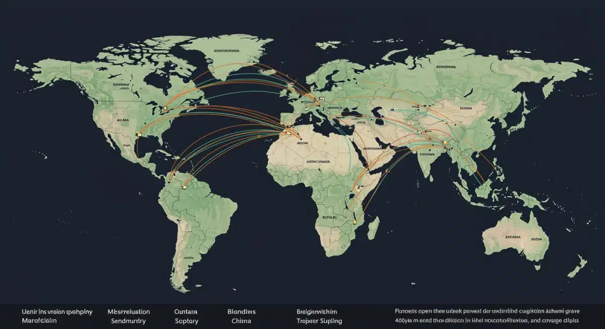 Global supply chain network affected by US-China trade policies