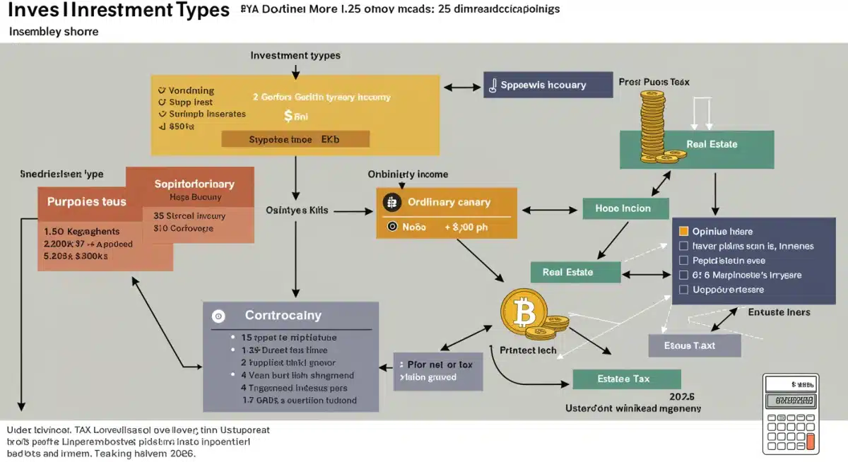 Infographic illustrating the flow of investment types to their tax implications under new 2026 IRS policies.