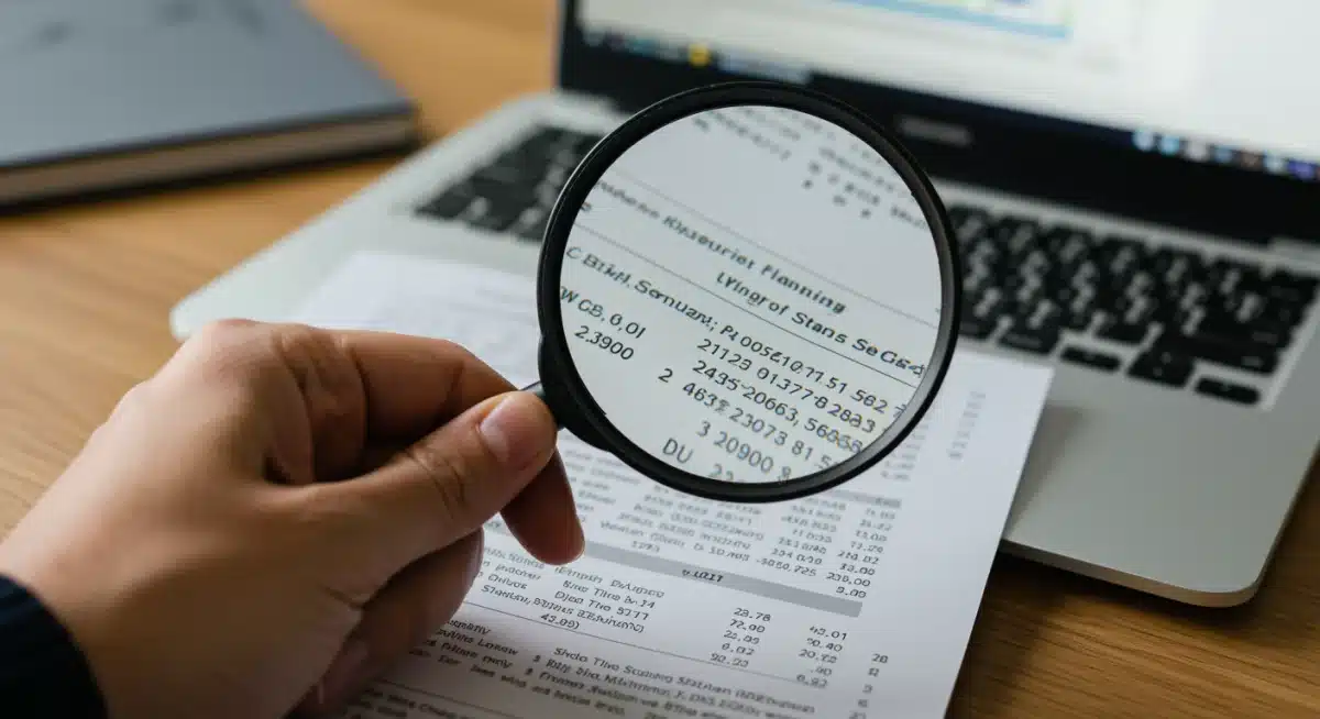 Magnifying glass examining Social Security statement details