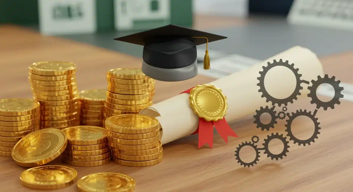 Financial incentives and professional development symbols.