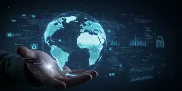 Futuristic global map with digital threat overlays, symbolizing US national security challenges in 2026.