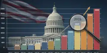 Graphic depicting 2026 federal budget spending and revenue projections