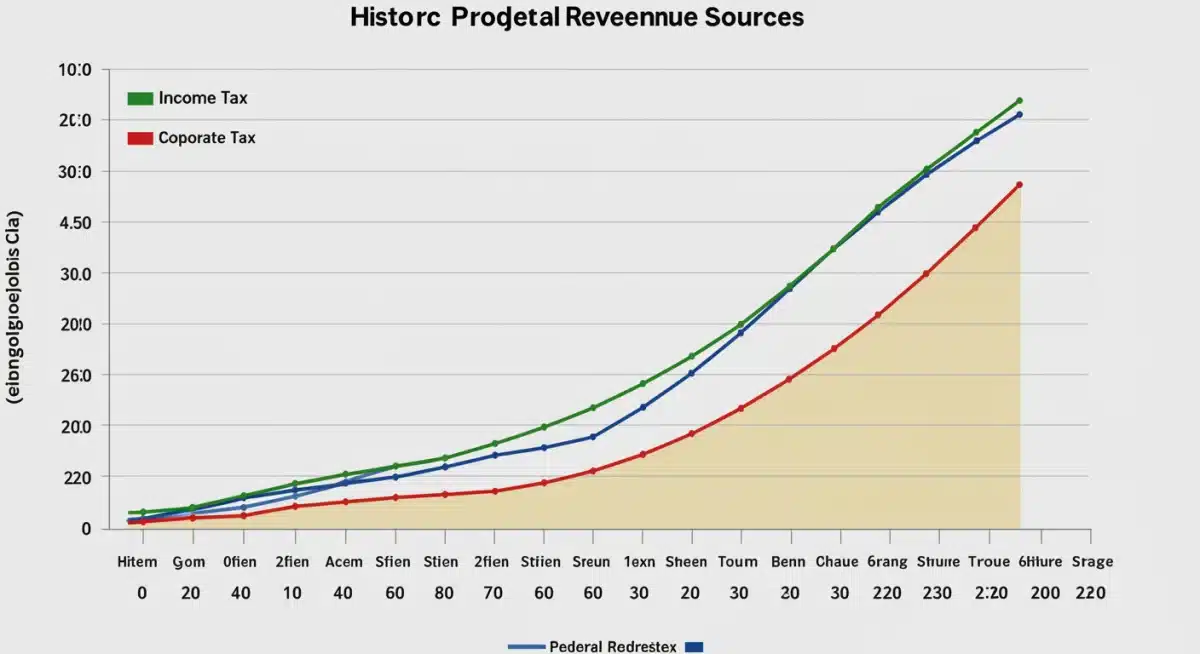Chart illustrating federal revenue projections and sources for 2026
