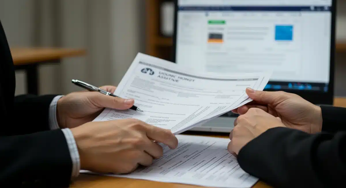Hands preparing housing assistance application documents