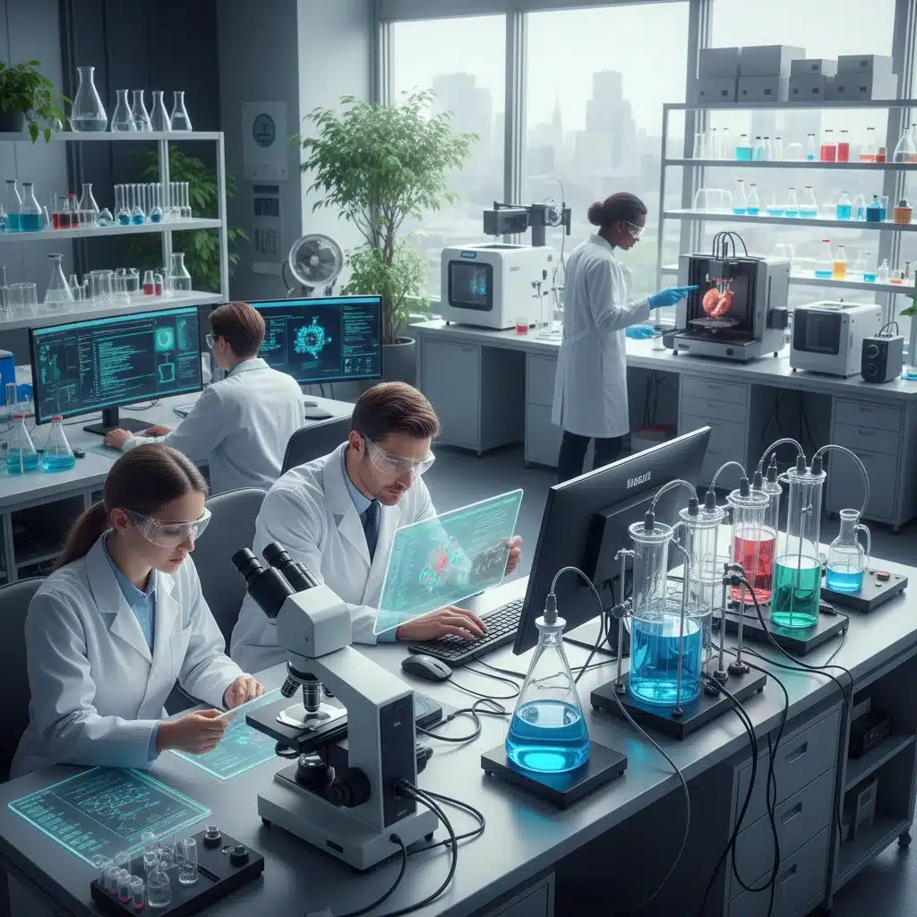 Biotechnology research and development in a modern lab setting