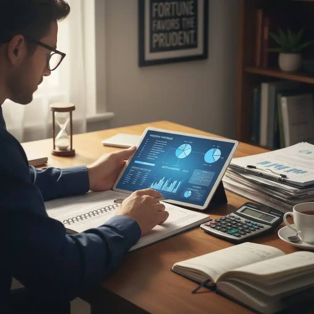 Person analyzing investment portfolio and financial documents to combat inflation.