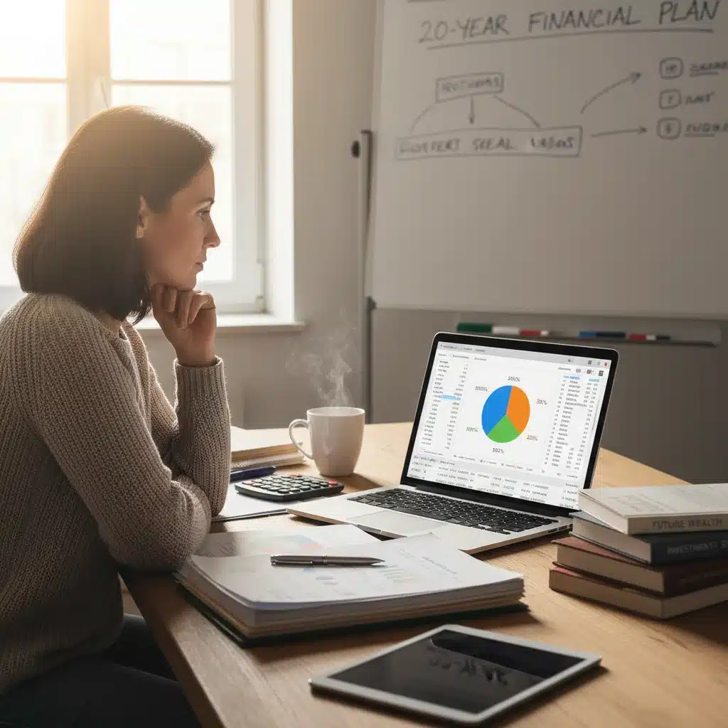 Person analyzing investment options on a laptop for financial planning.