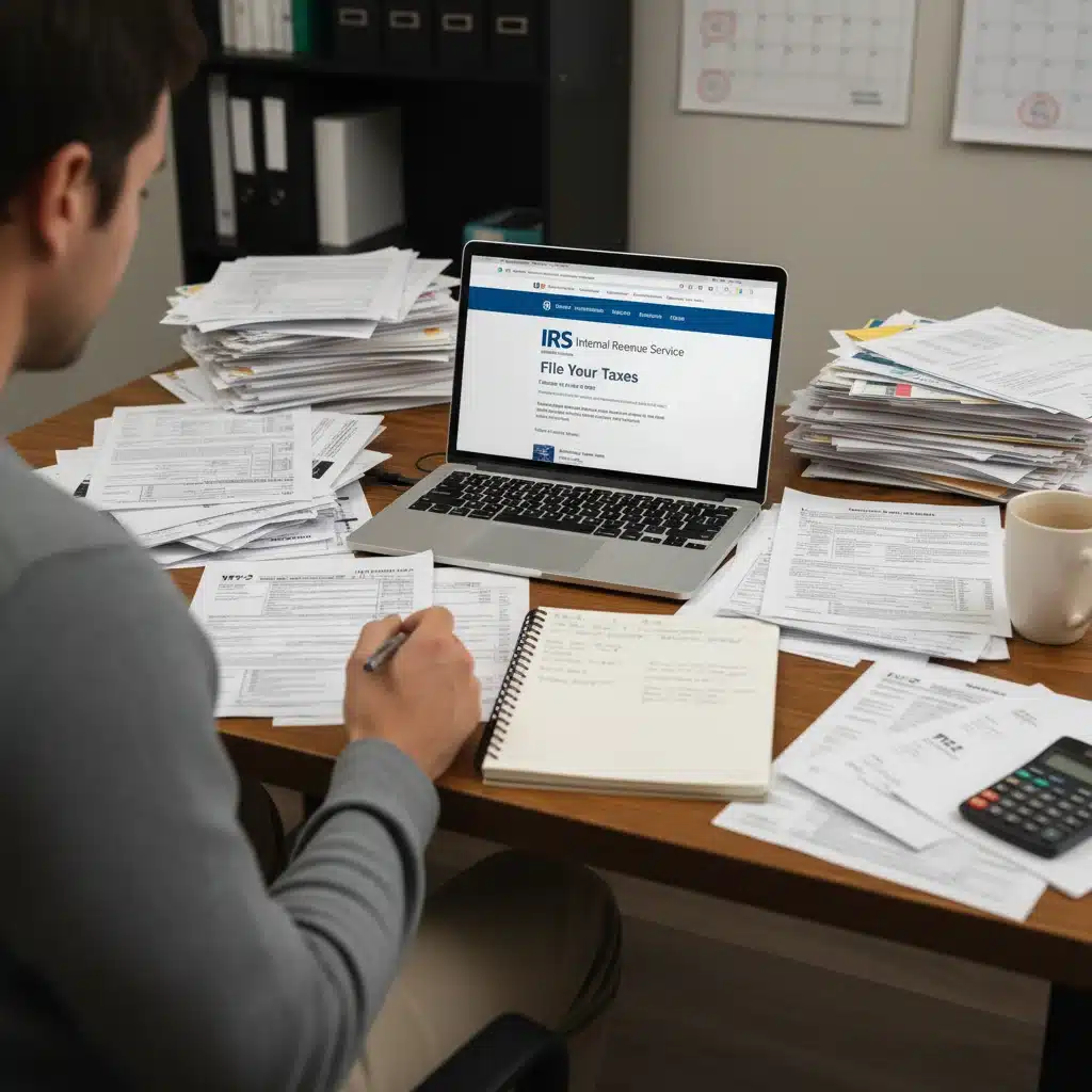 Person organizing tax documents for Child Tax Credit claim