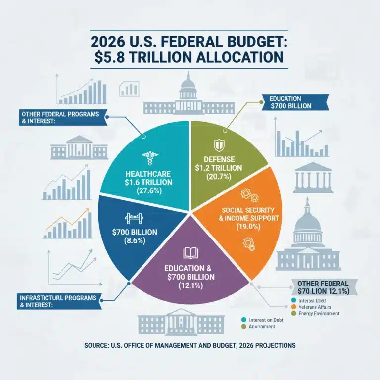 Infographic showing the 2026 Federal Budget allocation across various sectors.