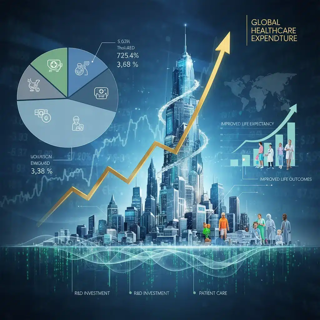 Graph illustrating federal spending on healthcare and its societal impact.