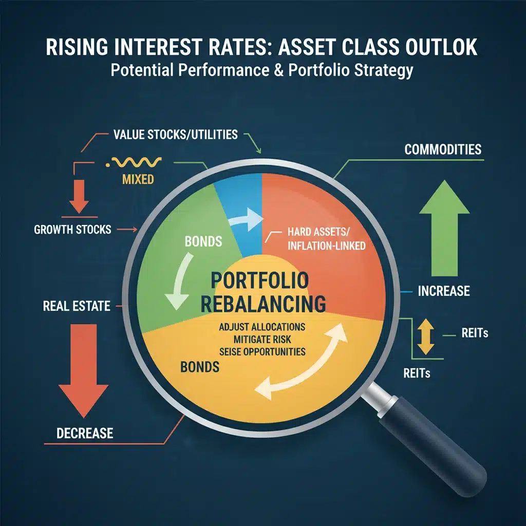 Portfolio rebalancing strategies for rising interest rates across different asset classes