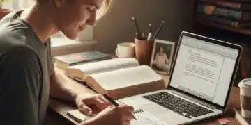 Student writing a compelling college application essay for 2026 admissions