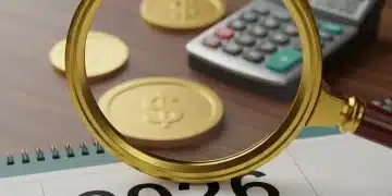 Calendar 2026 with magnifying glass and coins, symbolizing COLA projections for SSI and SSDI benefits.