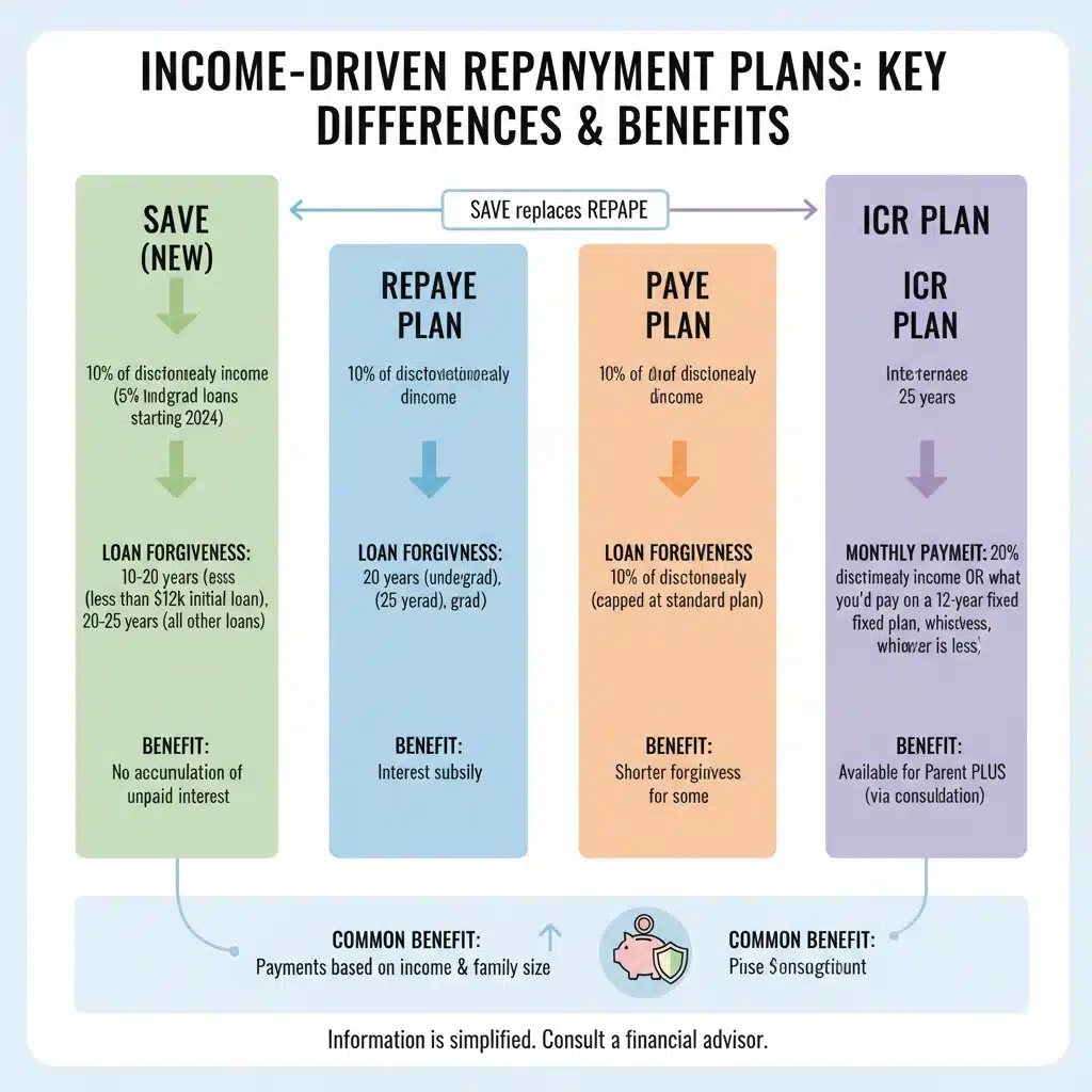 Infographic comparing income driven repayment plans