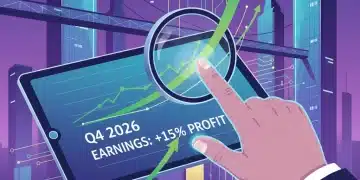Investor analyzing 2026 corporate earnings reports with charts and financial data