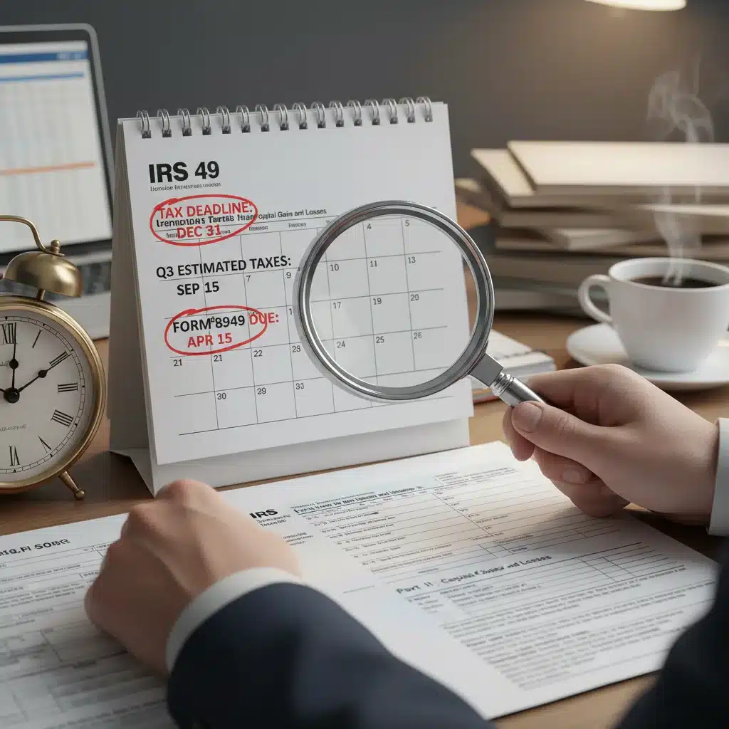 Tax calendar with deadlines and detailed examination of tax forms