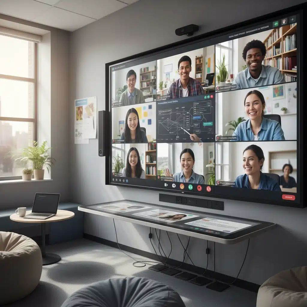 Diverse students collaborating virtually in an online learning environment