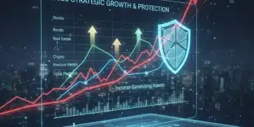 Diverse investment portfolio chart showing growth amidst inflation, 2026 financial planning