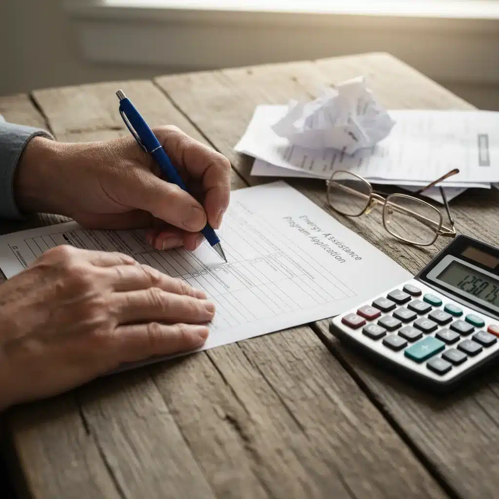 Filling out energy assistance application form
