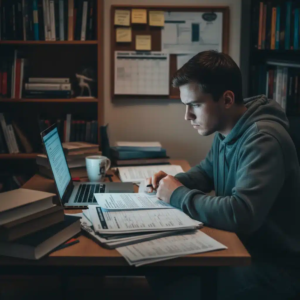 Focused student researching scholarship applications on a laptop.