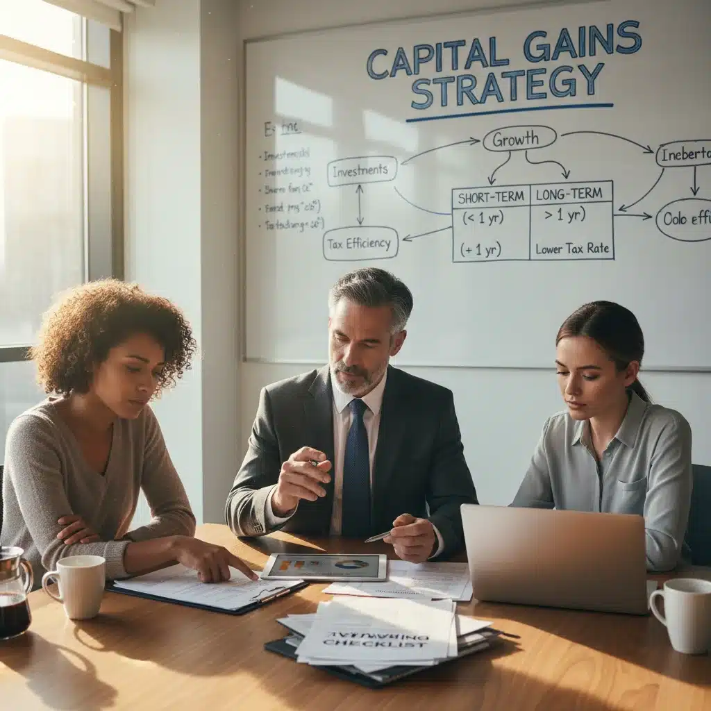 Group discussing 2026 capital gains tax strategies and financial planning