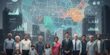 Diverse community members and digital data visualizations representing the 2026 Census impact.