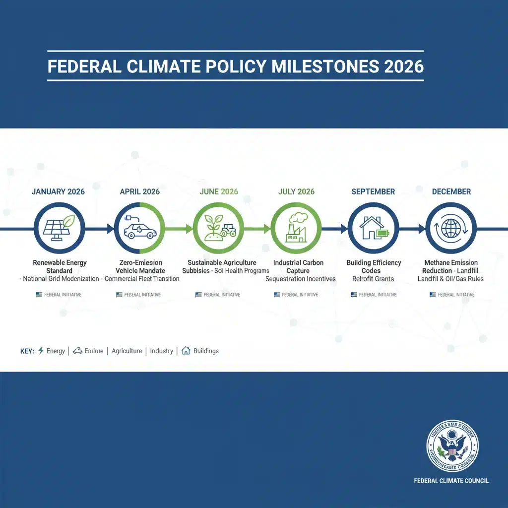 Timeline of 2026 federal climate policy implementation milestones