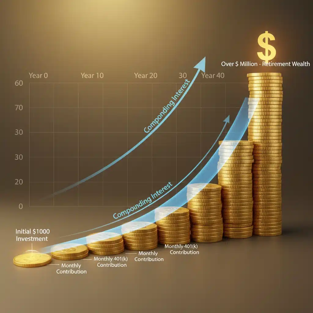 Graph showing exponential growth of investments due to compounding interest