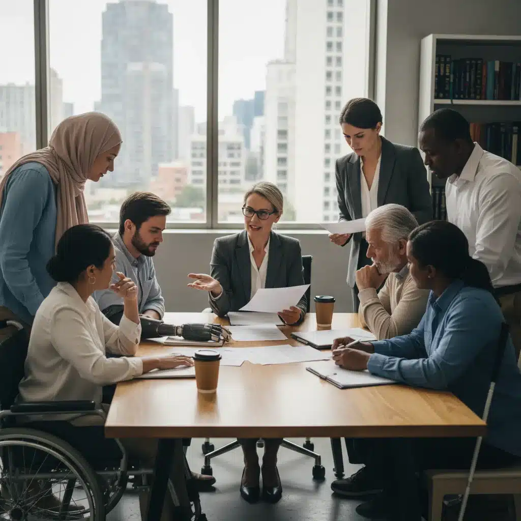 Diverse group discussing Social Security Disability applications with an advisor