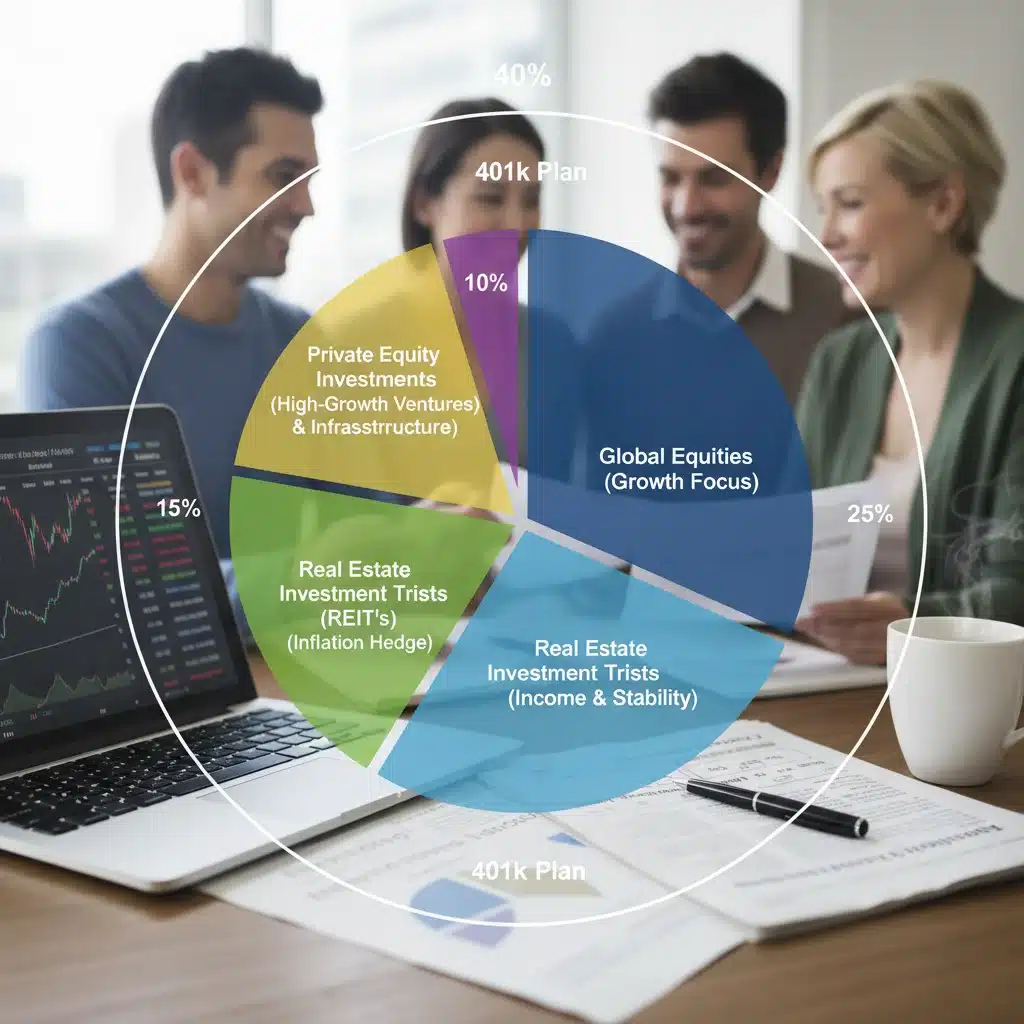 Diversified investment portfolio pie chart