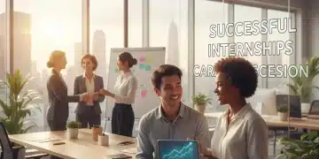Diverse group of young professionals networking, symbolizing successful career development and securing dream internships in a modern office.