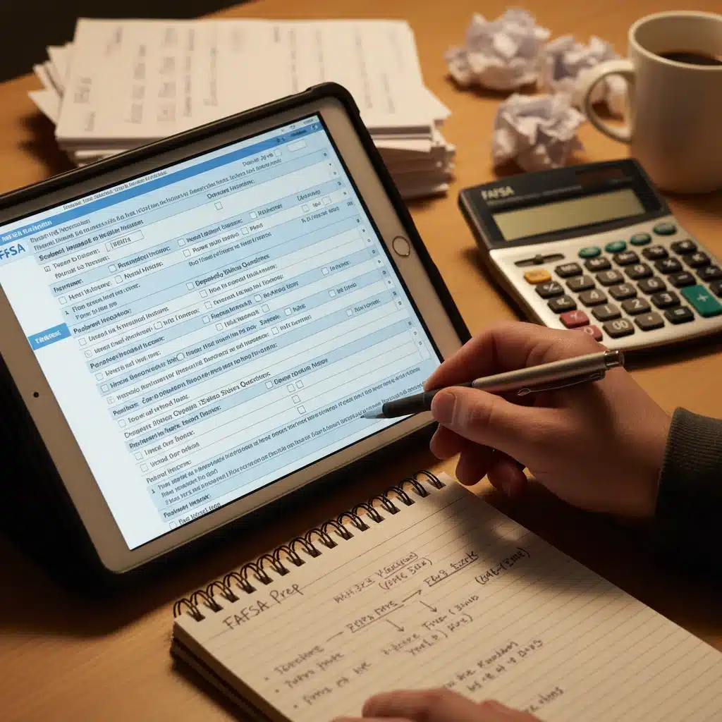 Detailed view of FAFSA form on a tablet with hand pointing